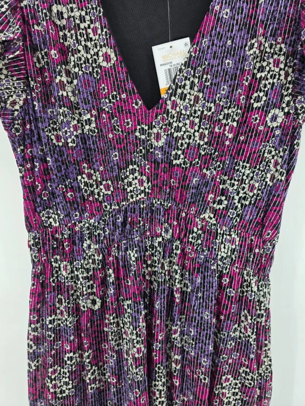 Michael Kors Purple Multicolor Floral Ruffle Sleeve Mini Dress Size S NWT